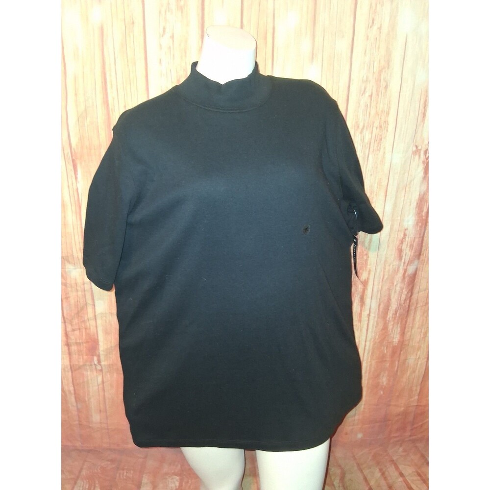 NWT Hasting & Smith Black Short Sleeve Mock Neck Blouse Sz 1X